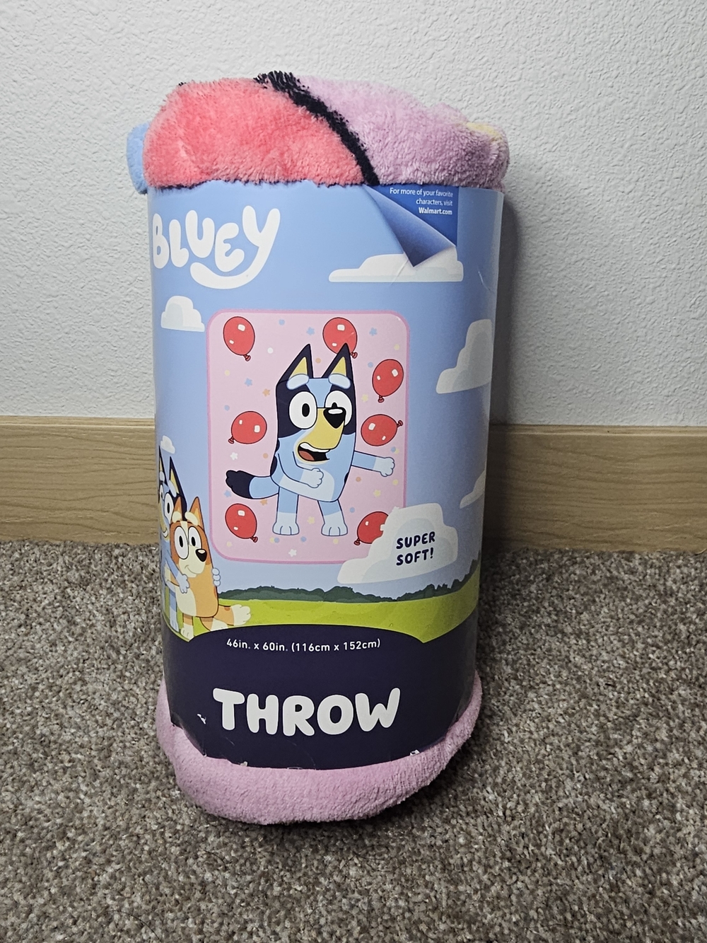 Bluey Pink Plush Throw Blanket - Super Soft